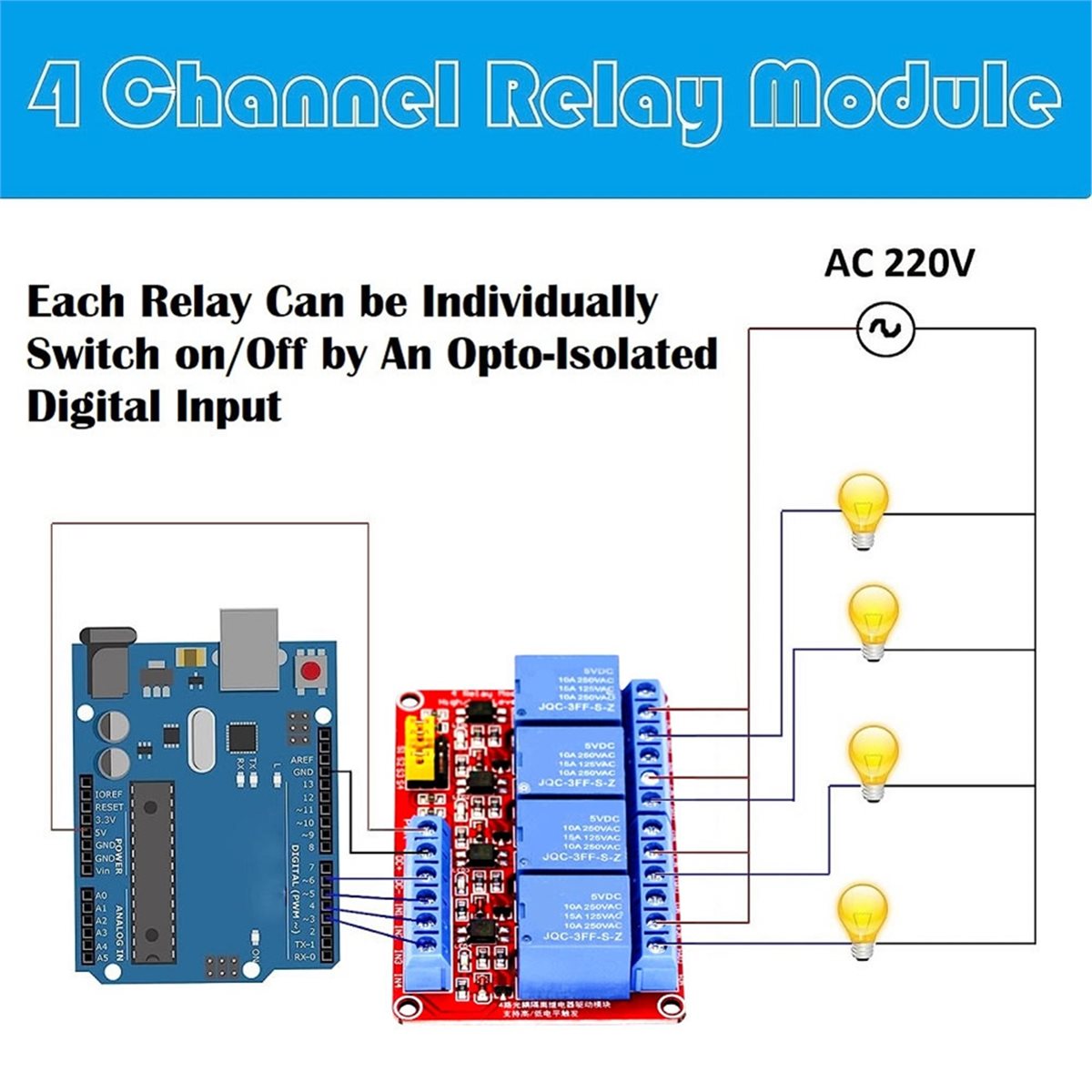 Relay Module 5V - Moduł przekaźnikowy A49T 4-kanałowy 5V 12V